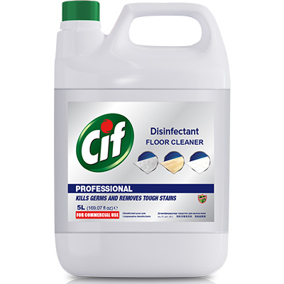 Cif Pro Floor Cleaner Disinfectant 5L - With Cif Pro Floor Cleaner Disinfect, grease and dirt disappear